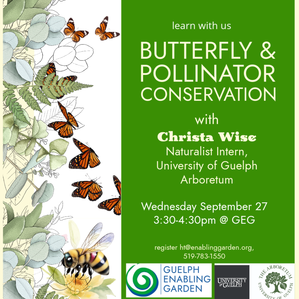 Butterfly & Pollinator Conservation event with Christina Wise at the University of Guelph Arboretum.